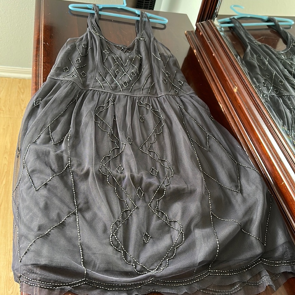 Abercrombie Beaded Dark Grey Mini Dress NWT Size small